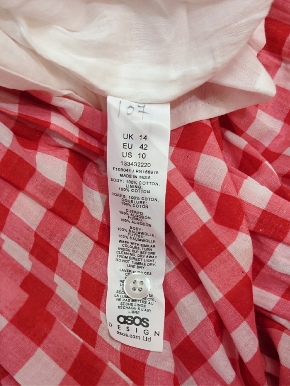 Asos Gingham Picnic Red And White Check Button Down Maxi Sun Dress - Picture 10 of 12